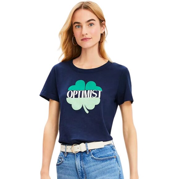 NWT - LOFT Optimist Clover Everyday Crew Tee - Picture 2 of 5